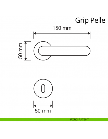 Maniglia in pelle per porta interna Grip Pelle Linea Calì rosetta tonda bassa foro patent