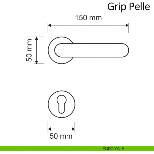 Maniglia in pelle per porta interna Grip Pelle Linea Calì rosetta tonda bassa foro yale