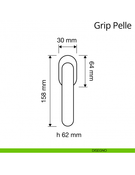 Maniglia in pelle per finestra martellina DK Grip Pelle Linea Calì disegno
