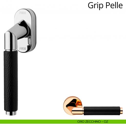 Maniglia in pelle per finestra martellina DK antintrusione Grip Pelle Linea Calì oro zecchino