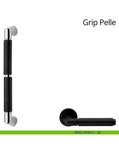 Maniglione in pelle per porta dritto Grip Pelle Linea Calì nero opaco