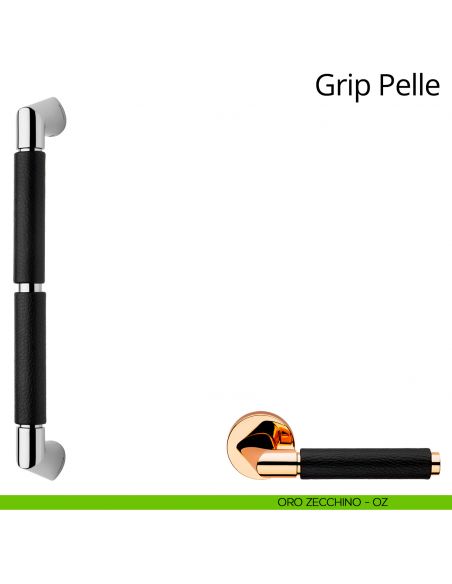 Maniglione in pelle per porta dritto Grip Pelle Linea Calì oro zecchino