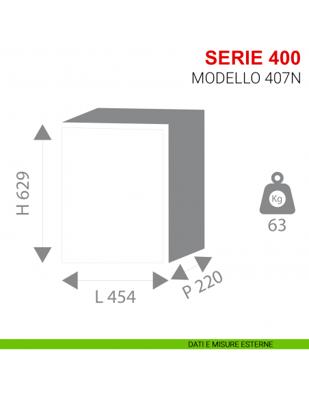Cassaforte con chiave Stark da incasso serie 400 modello 407N misure esterne