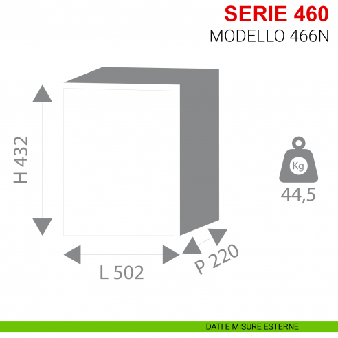 Cassaforte serie 460 Stark con chiave e combinazione a dischi modello 466N da muro misure esterne