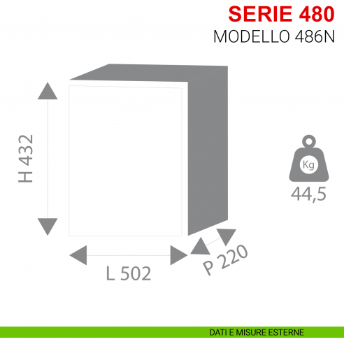 Cassaforte serie 480 Stark con combinazione a dischi modello 486N da muro misure esterne