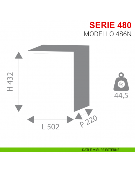 Cassaforte serie 480 Stark con combinazione a dischi modello 486N da muro misure esterne