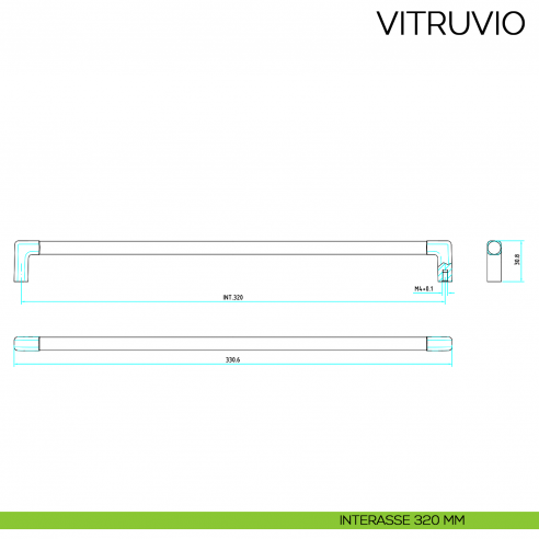 Maniglia per mobile moderno Vitruvio Bosetti Marella Design MG44100 disegno interasse 320 mm