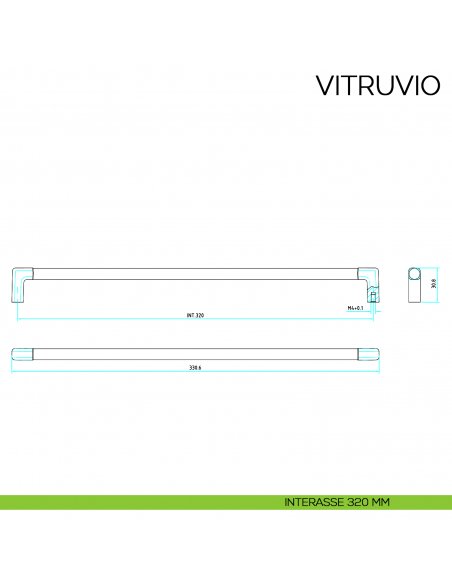 Maniglia per mobile moderno Vitruvio Bosetti Marella Design MG44100 disegno interasse 320 mm