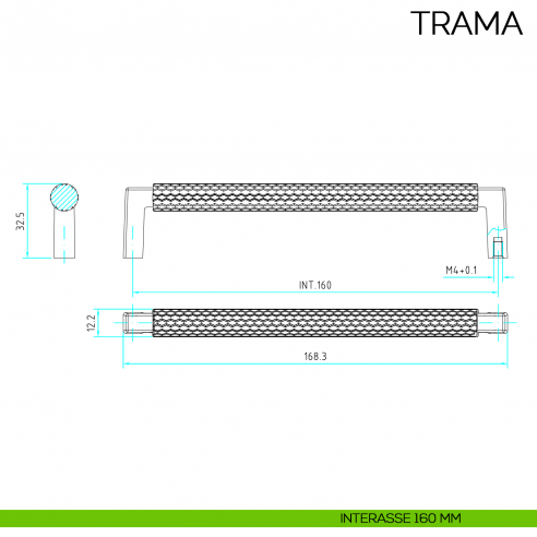 Maniglia per mobile moderno Trama Bosetti Marella Design MG41199 disegno interasse 160 mm