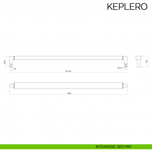 Maniglia per mobile moderno Keplero Bosetti Marella Design MG44113 disegno interasse 320 mm