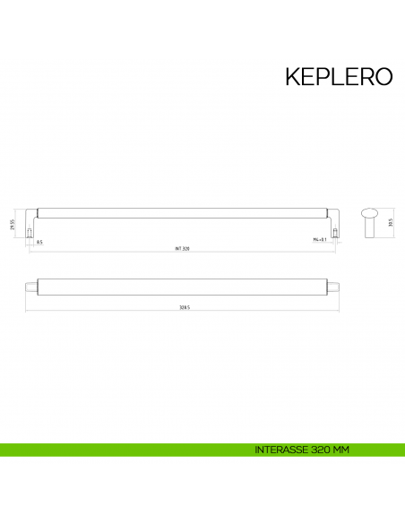 Maniglia per mobile moderno Keplero Bosetti Marella Design MG44113 disegno interasse 320 mm