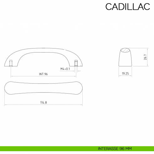 Maniglia per mobile moderno Cadillac Bosetti Marella Design MG41319 disegno interasse 96 mm