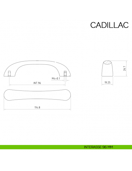 Maniglia per mobile moderno Cadillac Bosetti Marella Design MG41319 disegno interasse 96 mm