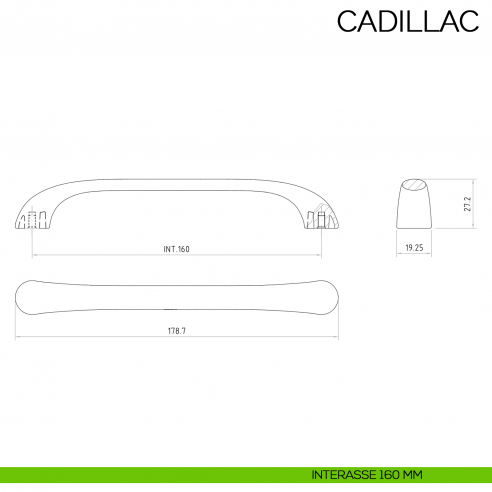 Maniglia per mobile moderno Cadillac Bosetti Marella Design MG41320 disegno interasse 160 mm