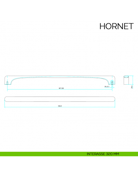 Maniglia per mobile moderno Hornet Bosetti Marella Design MG44124 disegno interasse 320 mm