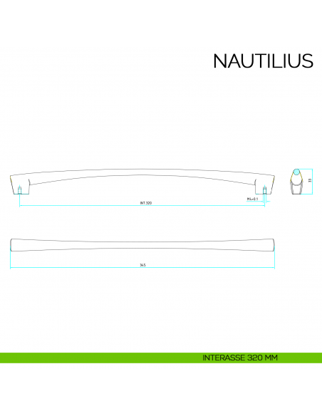 Maniglia per mobile moderno Nautilius Bosetti Marella Design MG41227 disegno interasse 320 mm