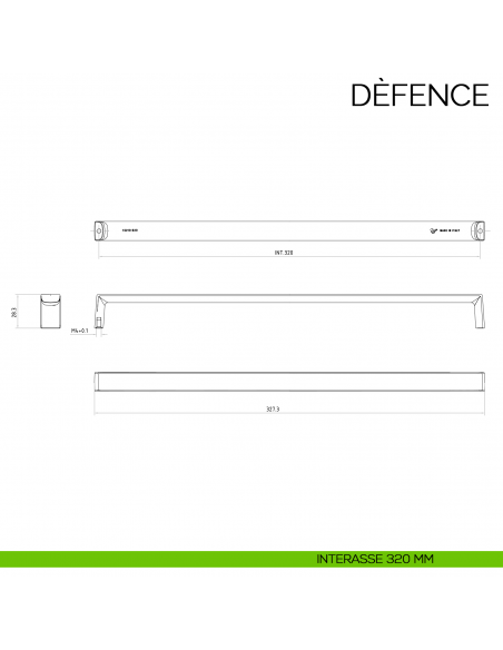 Maniglia per mobile moderno Defence Bosetti Marella Design MG44134 disegno interasse 320 mm
