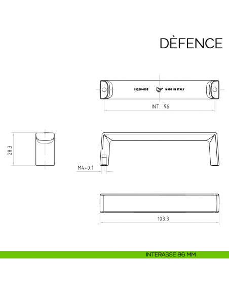 Maniglia per mobile moderno Defence Bosetti Marella Design MG44136 disegno interasse 96 mm