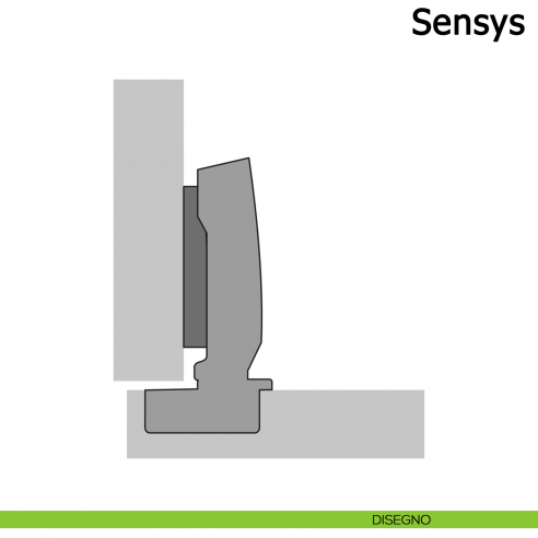 Cerniera Hettich Sensys 95° forti spessori ammortizzata per ante in battuta disegno
