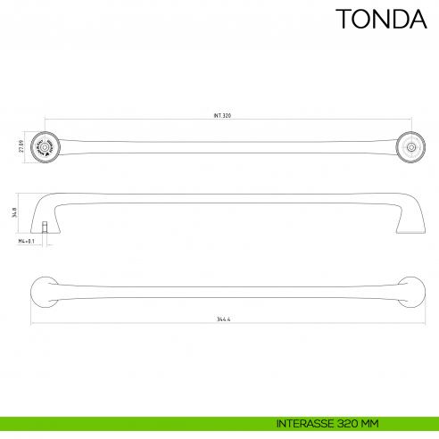 Maniglia per mobile moderno Tonda Bosetti Marella Design MG44132 disegno interasse 320 mm
