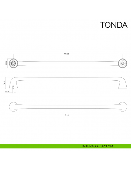 Maniglia per mobile moderno Tonda Bosetti Marella Design MG44132 disegno interasse 320 mm