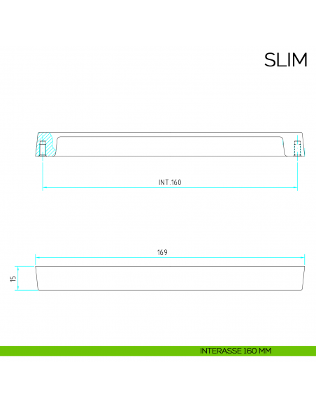 Maniglia per mobile moderno Slim Bosetti Marella Design MG44150 disegno interasse 160 mm