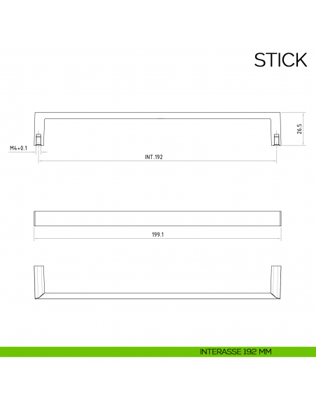 Maniglia per mobile moderno Stick Bosetti Marella Design MG40008 disegno interasse 192 mm