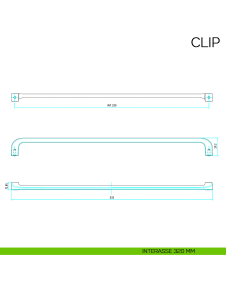 Maniglia per mobile moderno Clip Bosetti Marella Design MG41249 disegno interasse 320 mm