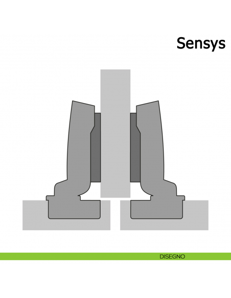 Cerniera Hettich Sensys 95° forti spessori ammortizzata per ante mezza battuta disegno