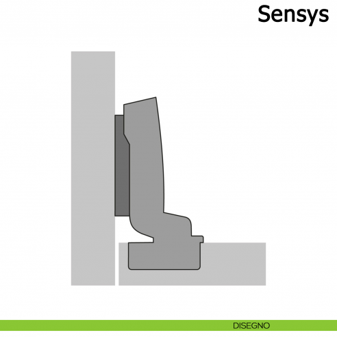 Cerniera Hettich Sensys 95° forti spessori ammortizzata per ante mezza battuta disegno