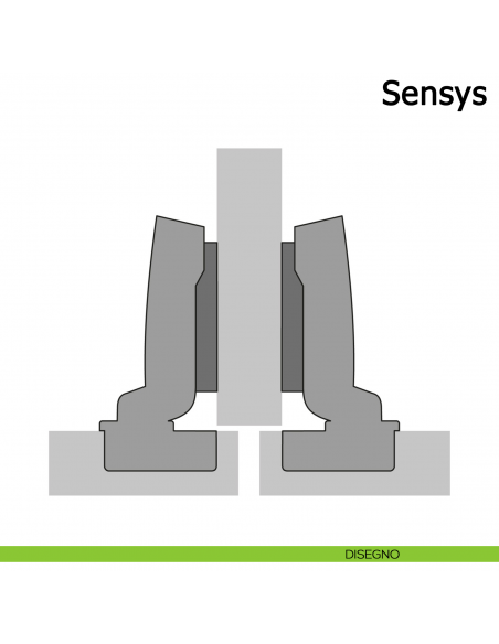 Cerniera Hettich Sensys 110° ammortizzata per ante mezza battuta disegno
