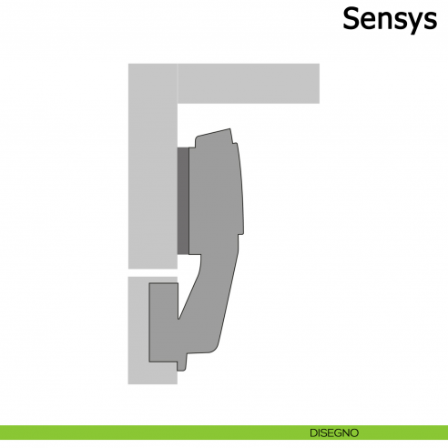 Cerniera Hettich Sensys per battute ad angolo a 90° ammortizzata disegno