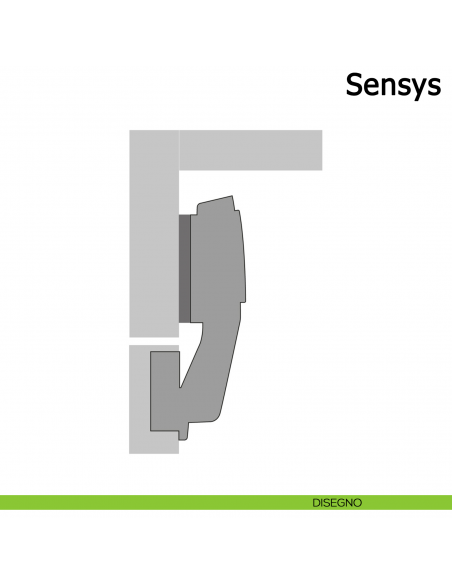 Cerniera Hettich Sensys per battute ad angolo a 90° ammortizzata disegno