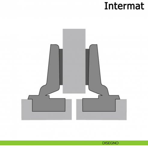 Cerniera Hettich Intermat per ante in mezza battuta apertura 110° con molla disegno