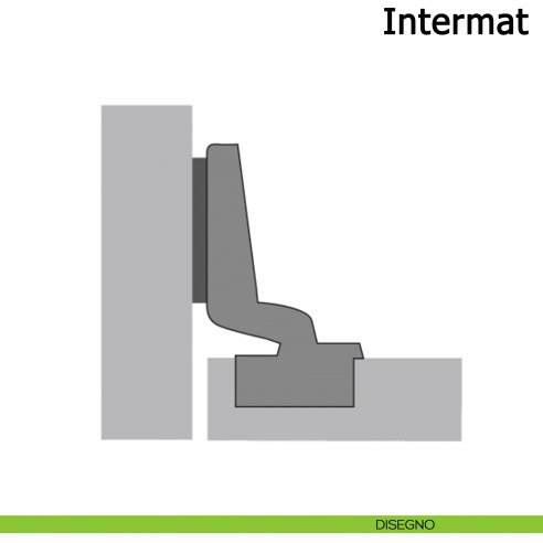 Cerniera Hettich Intermat per ante a filo apertura 110° con molla disegno