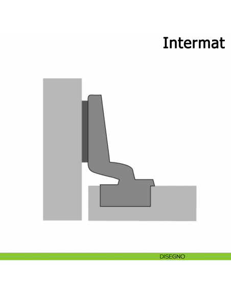 Cerniera Hettich Intermat per ante a filo apertura 110° con molla disegno