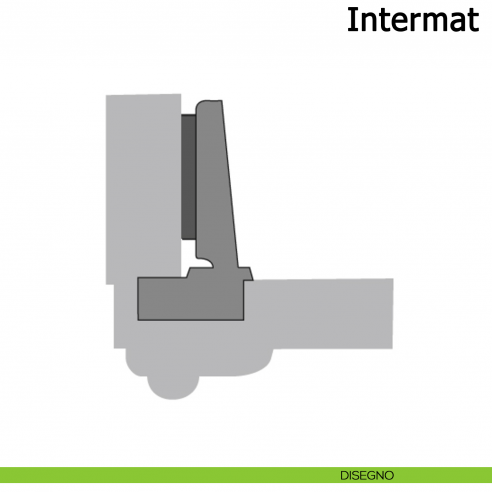 Cerniera Hettich Intermat per ante di grande spessore in battuta apertura 95° con molla disegno