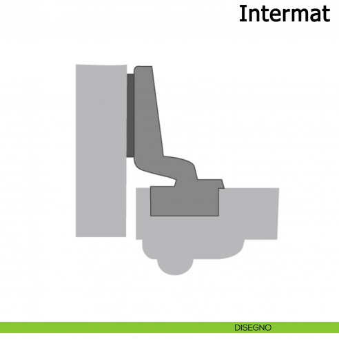 Cerniera Hettich Intermat per ante di grande spessore a filo apertura 95° con molla disegno