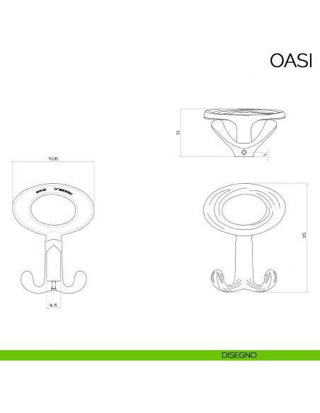 Appendiabiti a parete moderno Oasi Bosetti Marella Design MG44227-MG44228 disegno tecnico