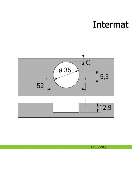 Cerniera Hettich Intermat per ante a libro di mobili ad angolo senza molla disegno