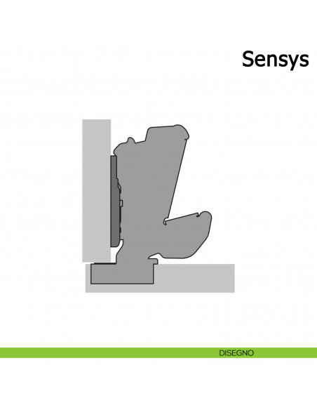 Cerniera Hettich Sensys 165° ammortizzata per ante in mezza battuta disegno