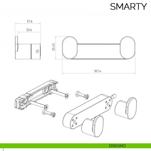 Appendiabiti a parete moderno Smarty Bosetti Marella Design disegno
