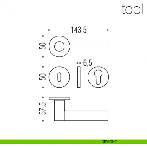 Maniglia per porta Tool Colombo Design bassa foro patent - foro yale