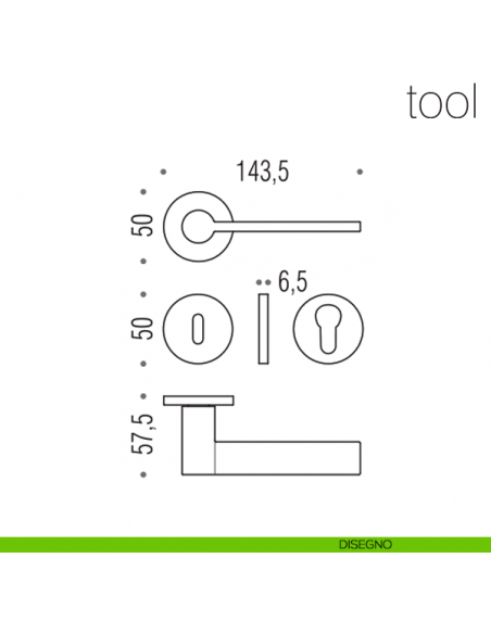 Maniglia per porta Tool Colombo Design bassa foro patent - foro yale