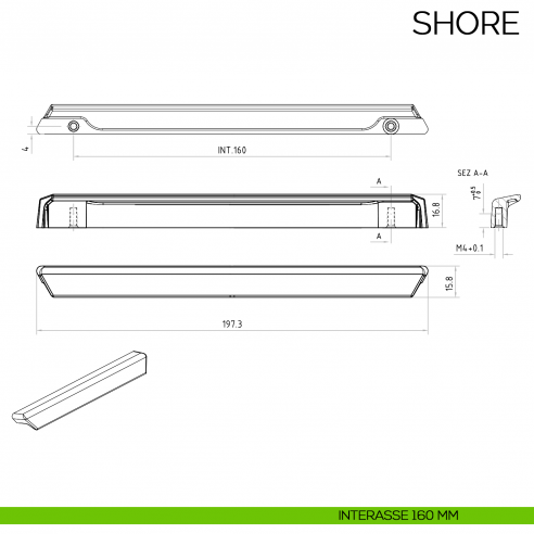 Maniglia per mobile moderno Shore Bosetti Marella Design MG44155 disegno