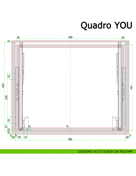 Guida Hettich Quadro V6 YOU M Silent System portata 30 kg disegno alto 450 mm