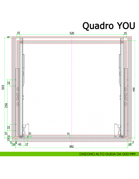 Guida Hettich Quadro V6 YOU M Silent System portata 30 kg disegno alto 500 mm