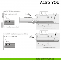 Guida Hettich Actro YOU L Silent System portata 40 kg 2