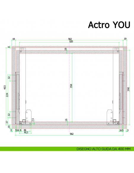 Guida Hettich Actro YOU L Silent System portata 40 kg disegno alto 400 mm
