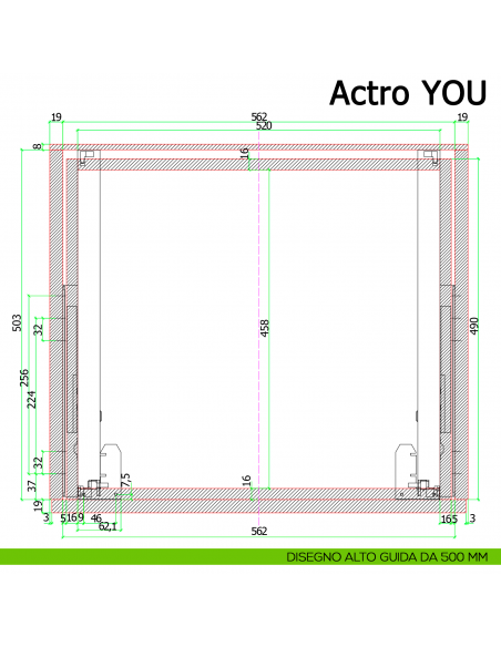 Guida Hettich Actro YOU L Silent System portata 40 kg disegno alto 500 mm
